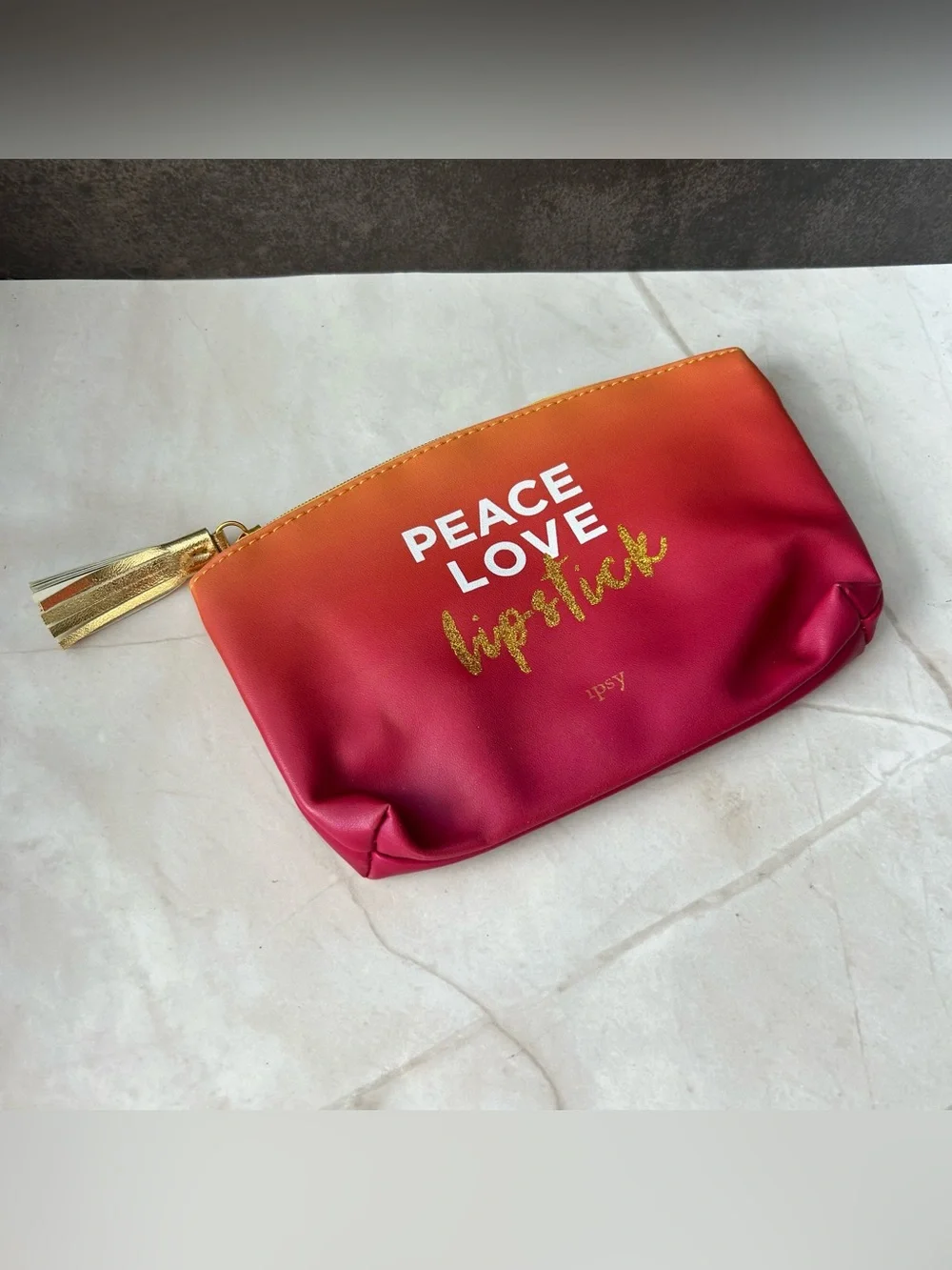 ipsy Gradient 'Peace Love Lipstick' Cosmetic Bag